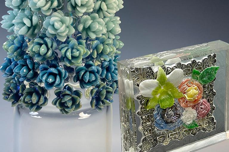 Image glasswork by artists Carrie Strope and Alexandra Fresch