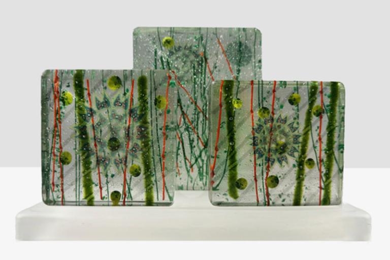 Fused glass art tiles by Nikki O'Neill